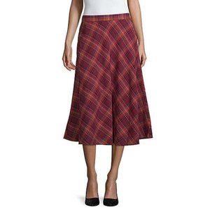 A.N.A. Midi Plaid Pockets A-line Skirt